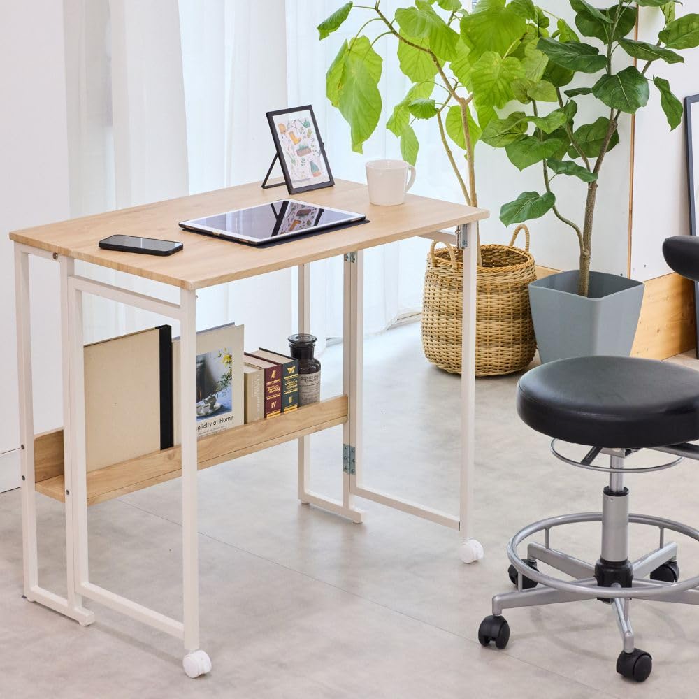 Amazon | 折りたたみデスク 【I'm home掲載】幅80 キャスター付き