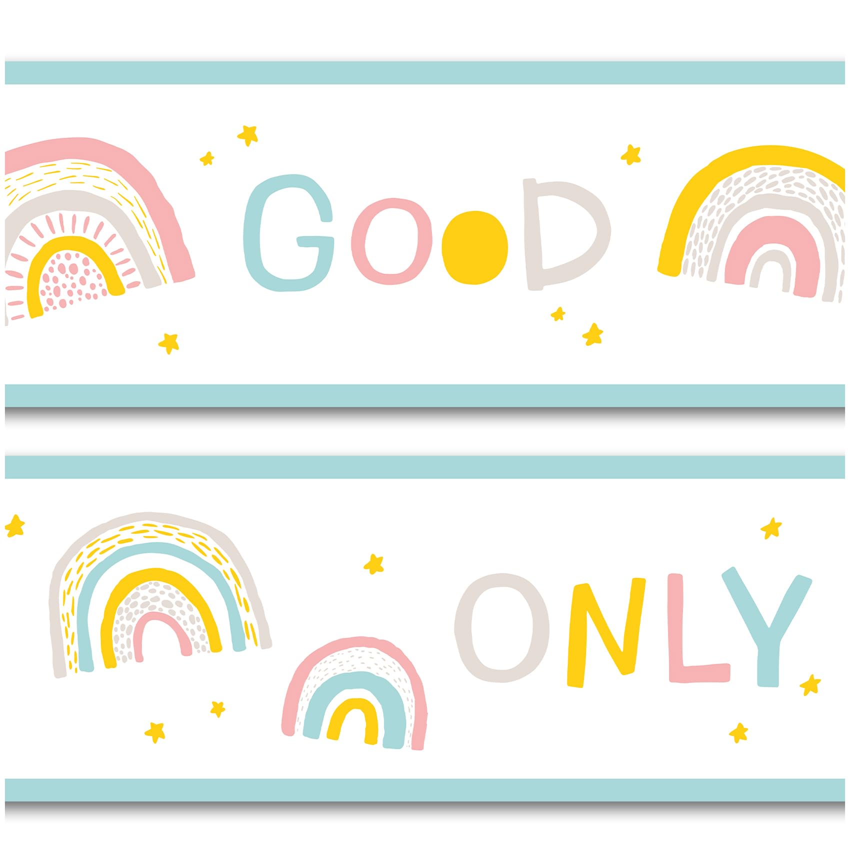Bordüre 15cm x 200cm für Kinderzimmer Babyzimmer Dekor Aufkleber Wandbordüre selbstklebend Wandtattoo für Kinder Mädchen Junge Y033 (Good Vibes)