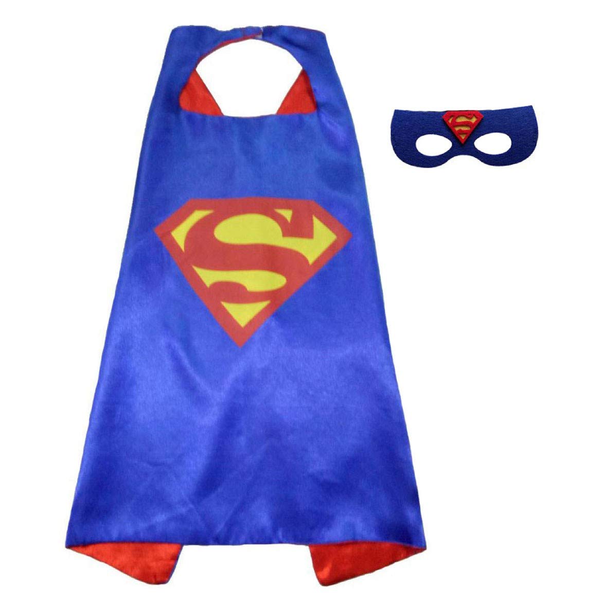 Bhoomi ImpexSuperhero Costume Fancy Dresses_ Blue Superman Cape + Eye Mask| Fancy Costume- Superman Style (Polyester Material), Universal Size For Kids | Color: Blue