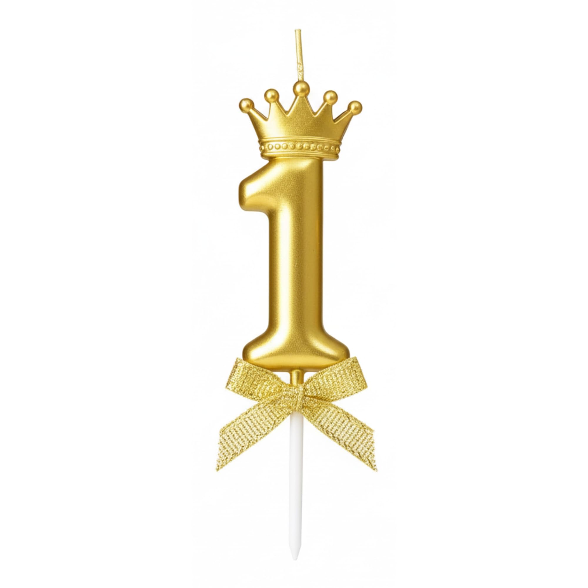 Wanna Party Elegant Number 1 Birthday Candle One Year Old Happy Birthday Number Candles Cake Topper Decorations 3D Crown (Crown-1, Gold)-image-34