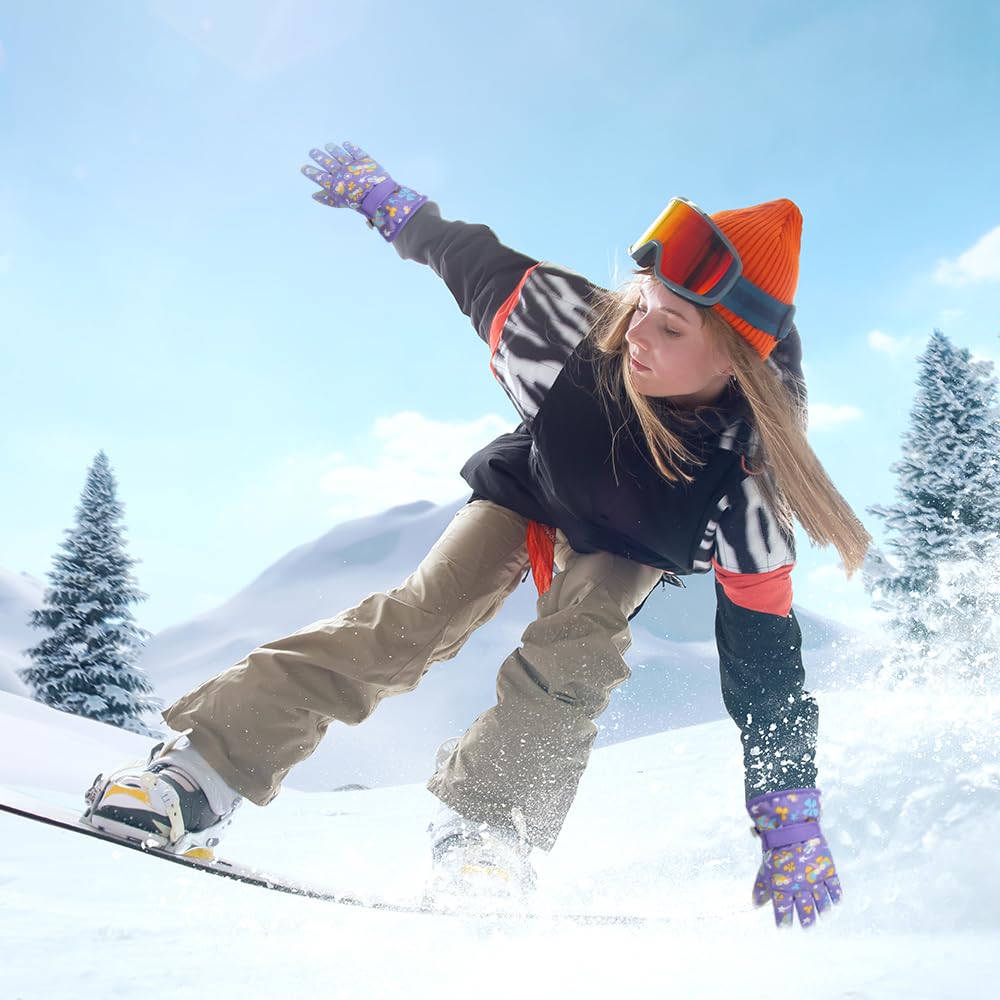 Gants De Ski Enfant Mizikuu - Imperméables - Thermiques - Poignets Réglables - Anti-perte - Pour Sports D'hiver