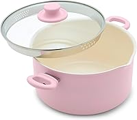 Vista 1 de GreenLife 6QT Ceramic Nonstick Stockpot with Glass Straining Lid, PFAS-Free, Dishwasher Safe, Stay-Cool Handles, Oven Safe to 350°F, Wobble-Free Rosa