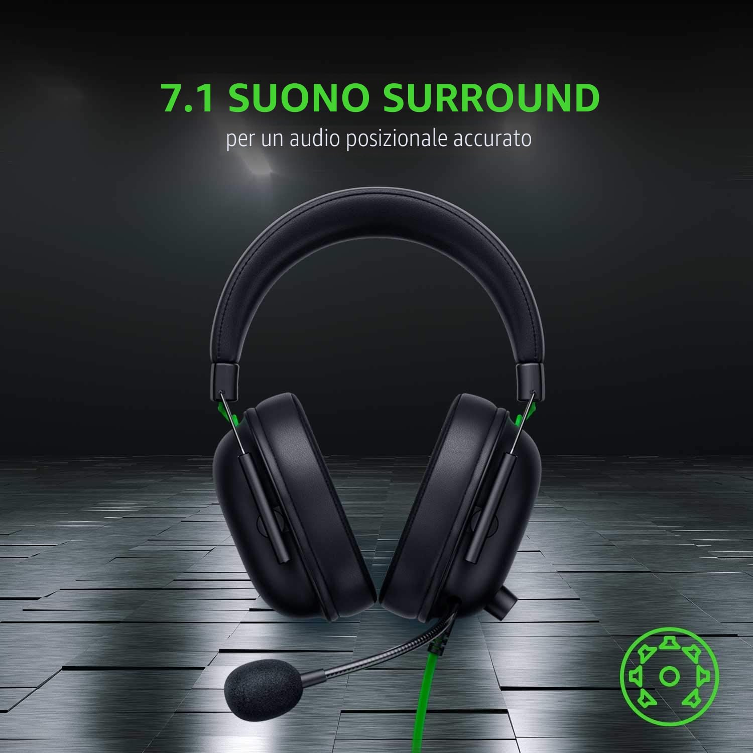 Razer BlackShark V2 X Gaming Headset: 7.1 Surround Sound - Driver 50 mm - Cuscino in memory foam - PC, PS4, PS5, Nintendo Switch, Xbox One, Xbox Series X & S, Mobile - Jack audio da 3,5 mm - Nero