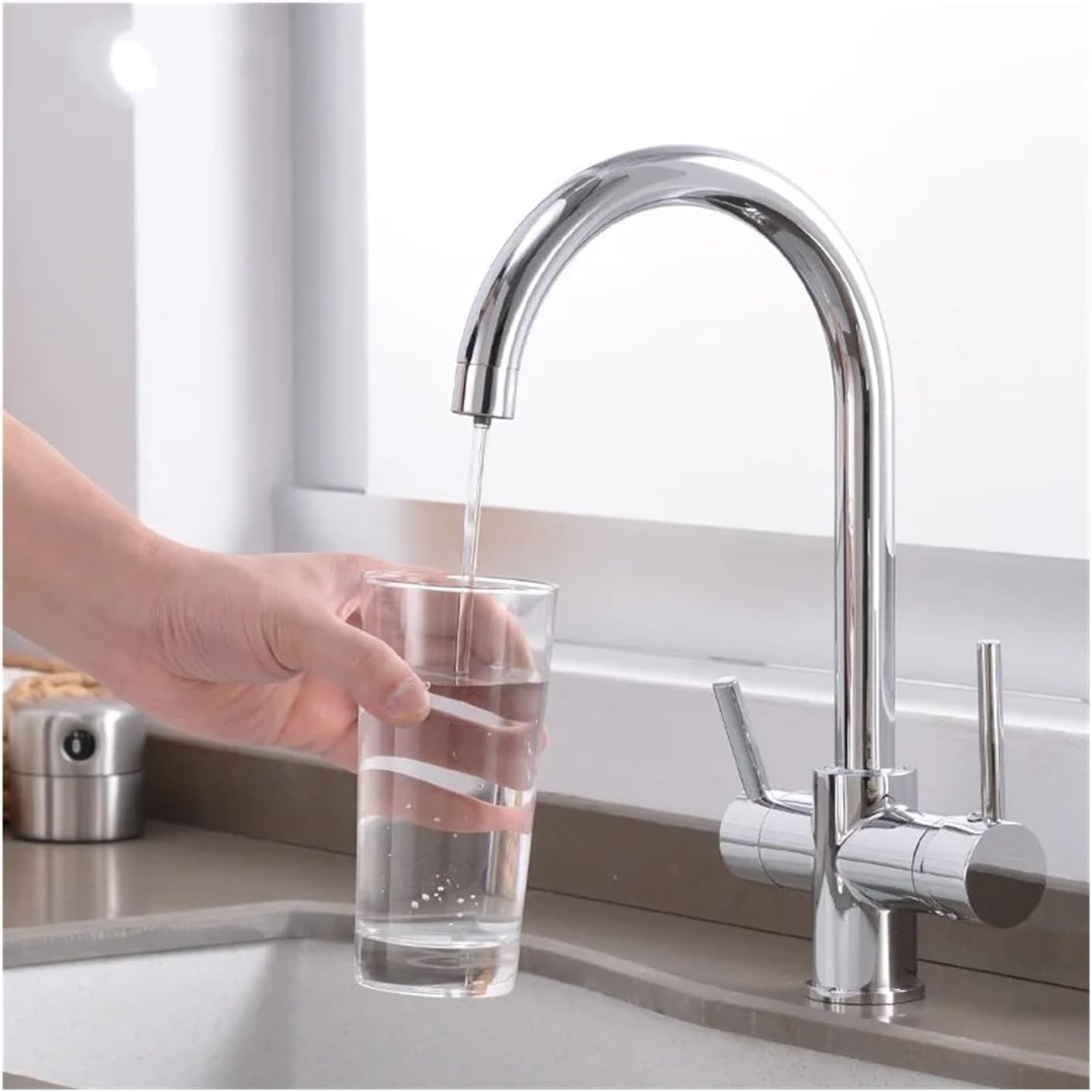 SaryEdge Drinking Water Faucet 3 in 1 Kitchen Sink Faucet with Water Filtration Faucet Bar Water Filter Faucet,Kitchen Sink Faucet，A-A，A-A