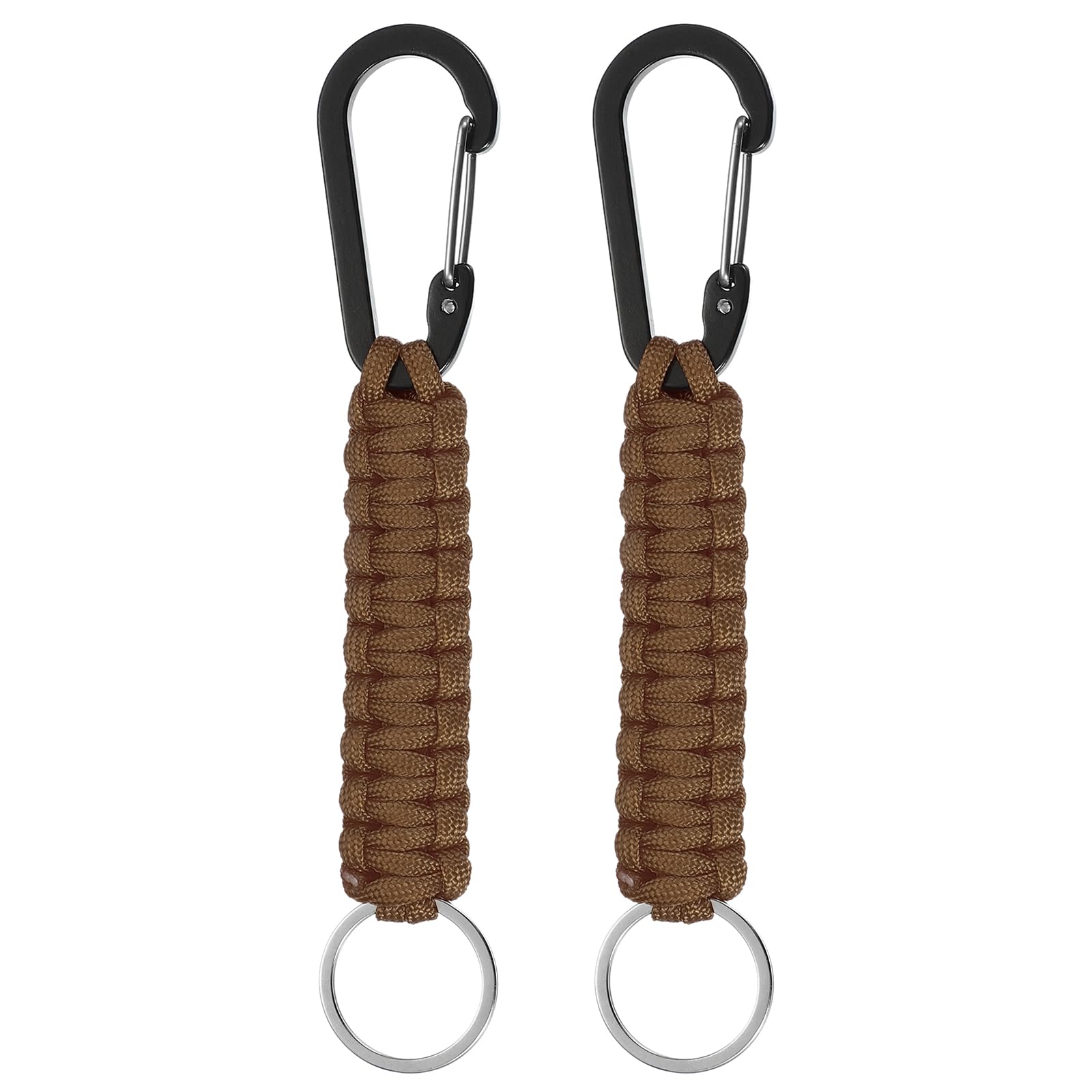 PATIKIL Paracord Keychain, 2 Pcs Survival Lanyard Keychain Cord with Hook Suitable for Camping Hiking Clip Key Backpack Tool Outdoor Fishing Key Ring, Dark Brown