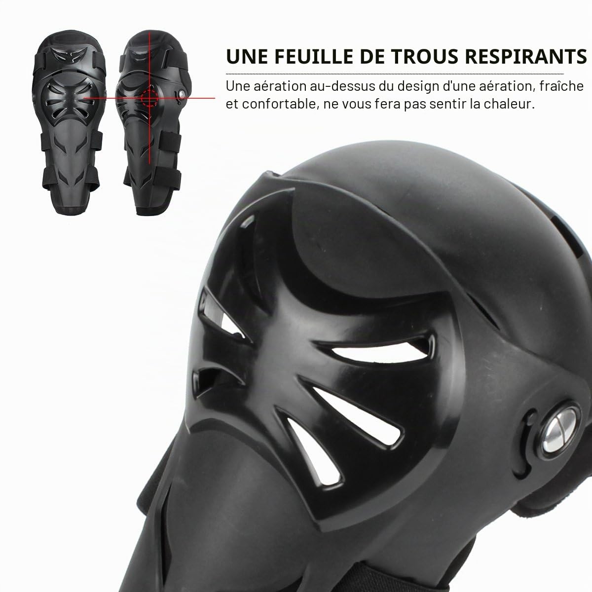 GES 4 Pcs Moto Genou Coude Protecteur Motocross Racing Genou Shin Garde Pads Équipement de Protection pour Les Adultes (Noir)