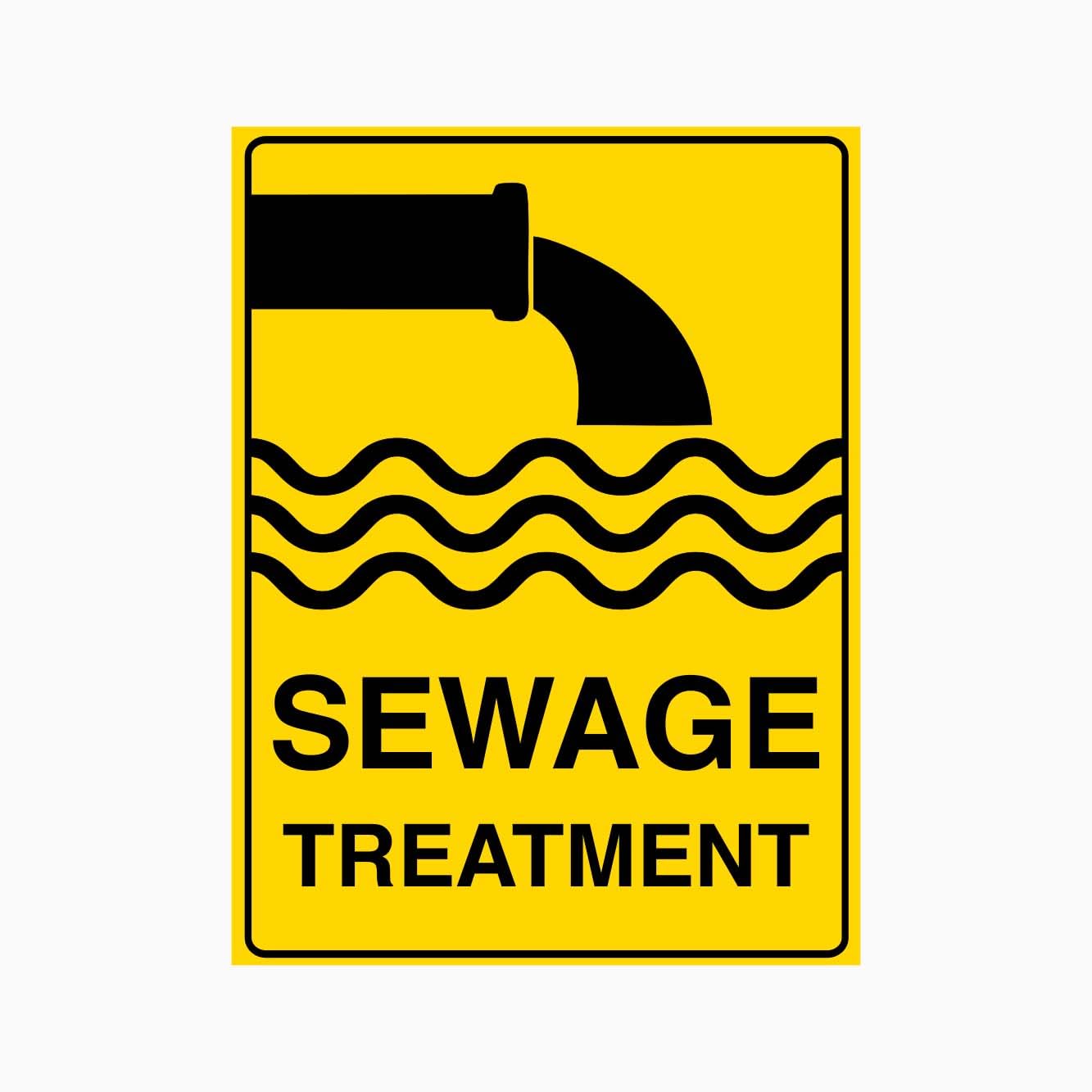 SEWAGE TREATMENT Sign, 12x8 Metal Tin Sign, identification and warning for sewage treatment areas.