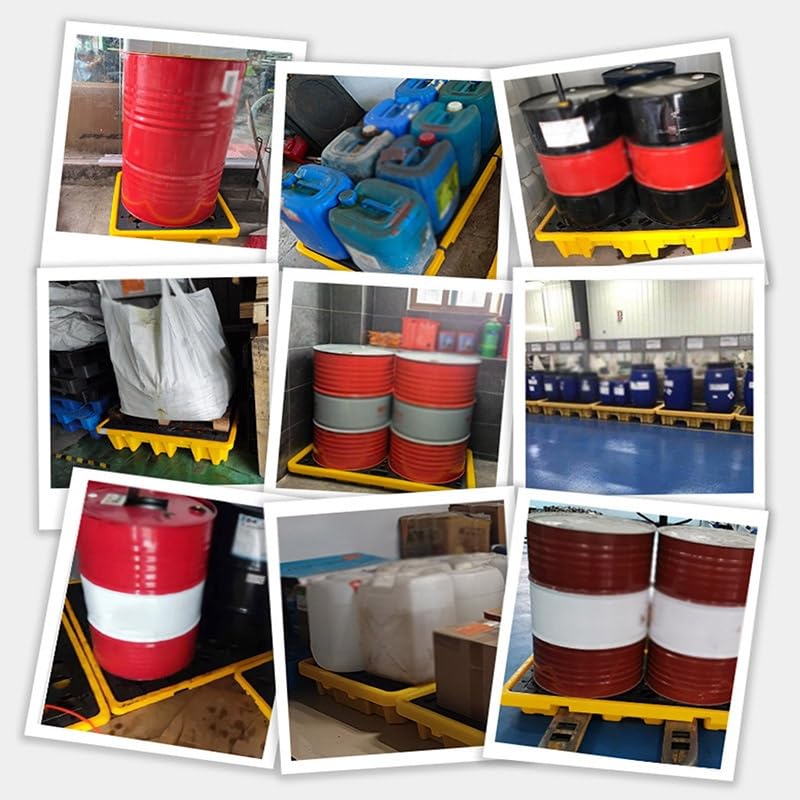 PFCDZDU Spill Containment Platform, Outlet Modular Oil Drum Capacity Pallet with Drain, Industrial Safety Stackable Grating Tray for Factory Garage Kitchen(Yellow-1PCS,19.3x14.0x3.7IN)