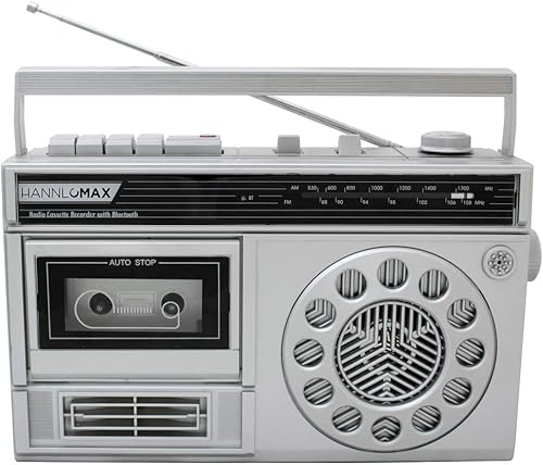 Miniatura 1 de HANNLOMAX HX-601K Grabadora de casete de radio AMFM portátil con Bluetooth, grabaciones desde micrófono o radio incorporado, conector para
