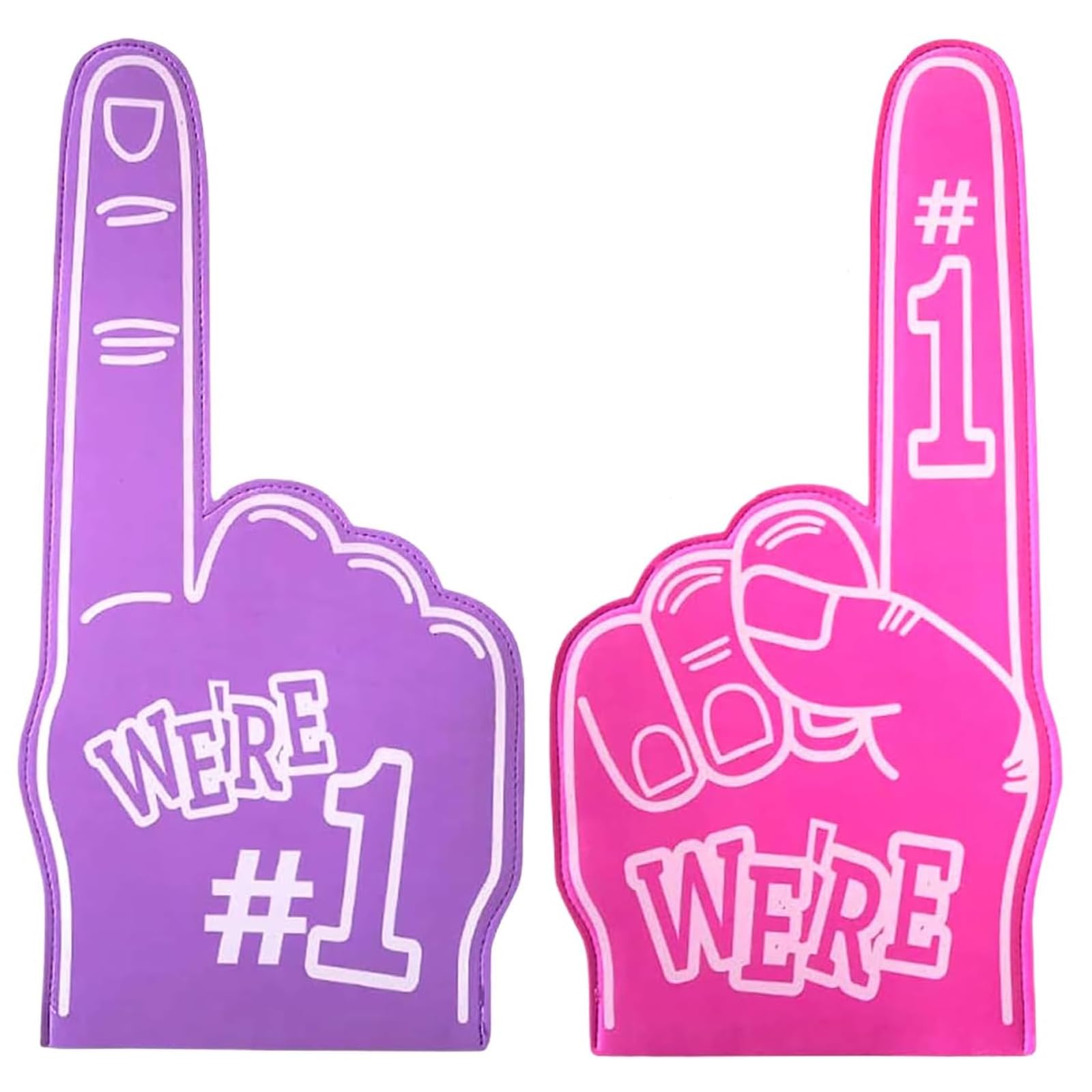 2 PCS Durable Foam Finger Made of Thickened EVA Material, Comfortable Sports Lover Accessories, Sport-fan Cheering Props for Various Sporting Competition, Games and Parties(Purple and Pink)
