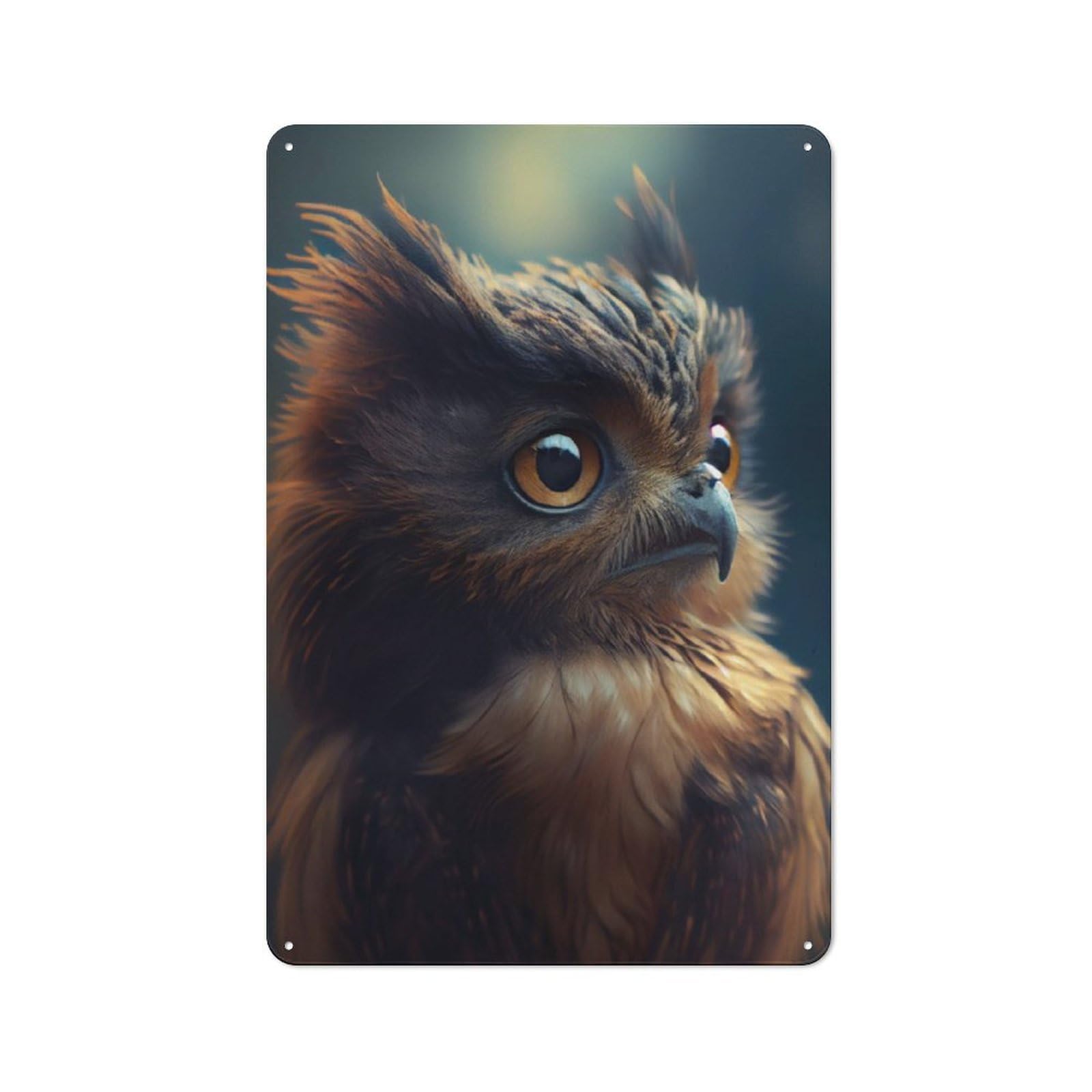 Junmoney Tiny Brown Owls Gaze Rustic Metal Sign 30X20cm For Man Cave Or Games Room, For Vintage Wall Decor Fans, For Garage And Workshop Walls