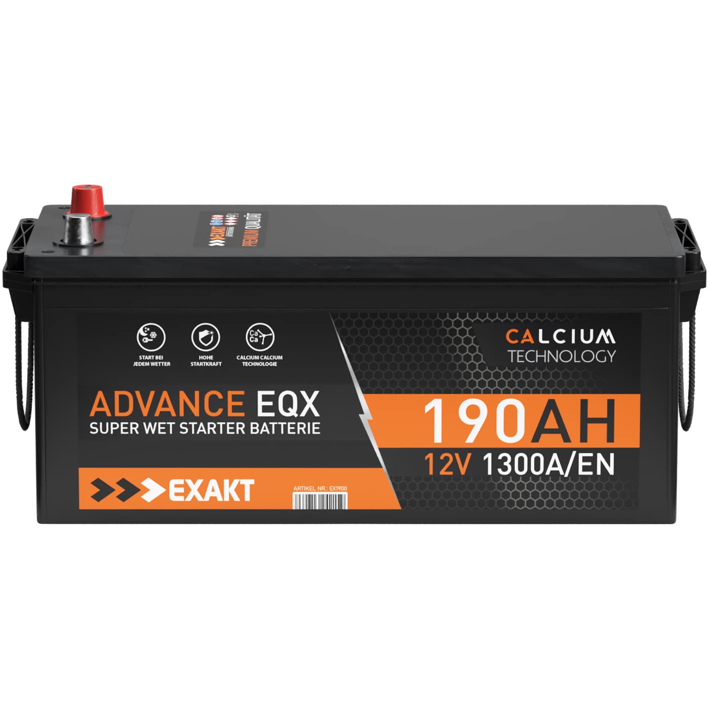 EXAKT LKW Batterie 12V 190Ah ersetzt 180Ah 155ah 170Ah Schlepper Traktor