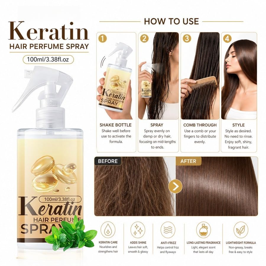 Spray de keratina para cabello seco y encrespado 100ml miniatura 5