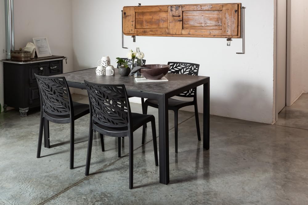 SIEDITI FUORI E DENTRO - Chaises Dafne en résine avec fibre de verre empilables pour intérieur/extérieur (6, anthracite)