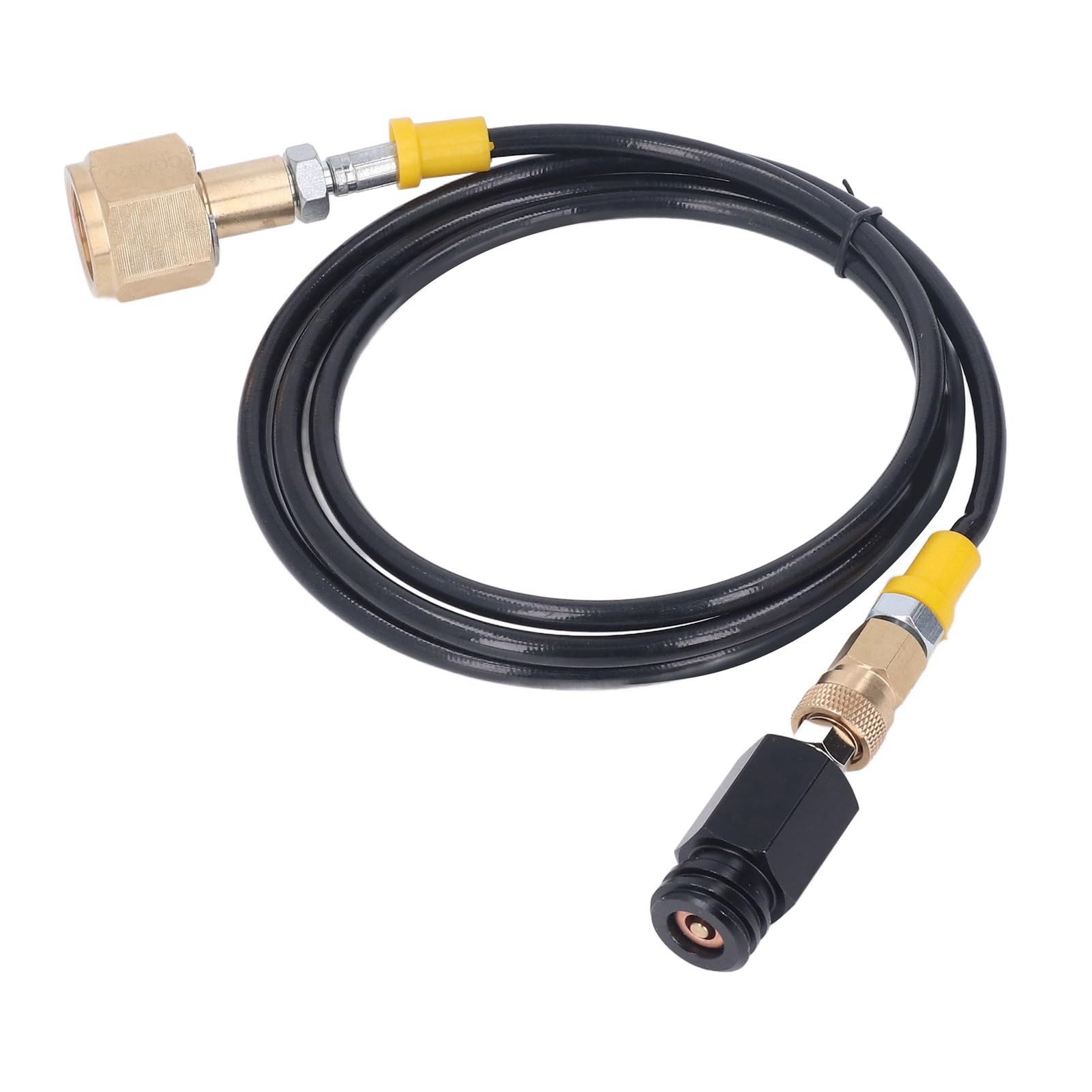 Soda Refill Adapter, CO2 Cylinder Connector with 60in Hose, CGA320 Outlet Valve, for Soda Machines, Commercial Use, Made of Stainless Steel, Brass and Aluminium (High Pressure Hose)