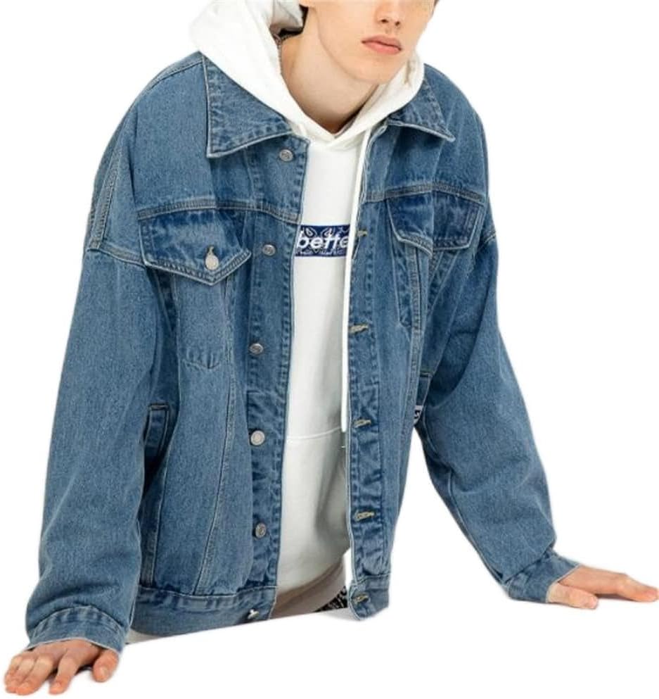 Casual Jacket Port Men's Denim Fall Loose Vintage Jeans