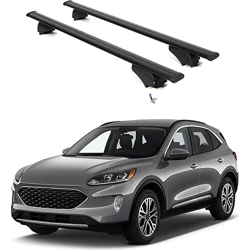 ERKUL Roof Rack Cross Bars for Ford Escape 2020-2025 | Aluminum Crossbars with Anti Theft Lock for Rooftop | Compatible with Flush Rails - Black