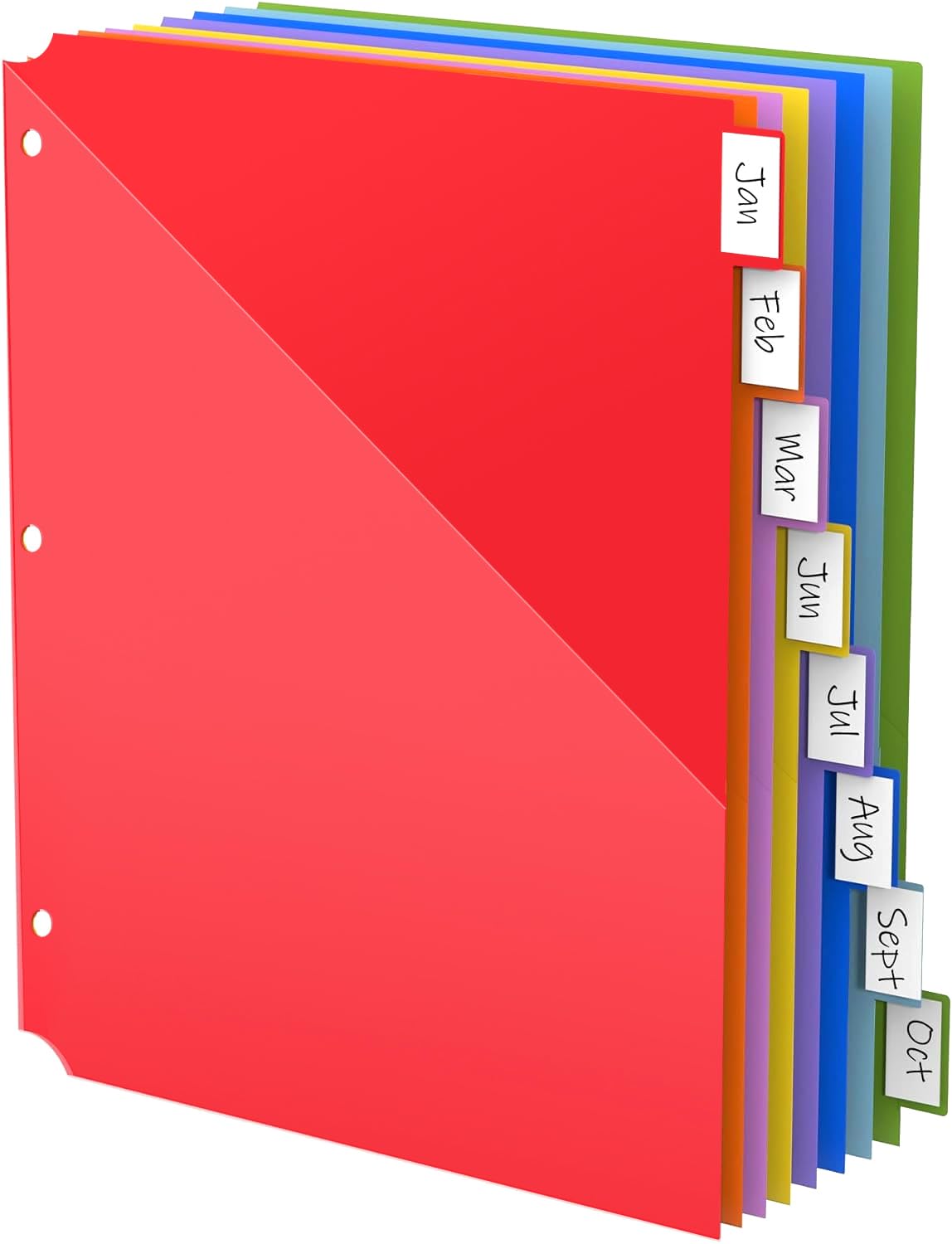 HABGP 8 Tab Dividers for 3 Ring Binder with Front Pocket, 8 Pcs Multicolor 3 Ring Binder Dividers with Tabs, Page Folder Plastic Tabbed File Dividers with Tabs,Three Ring Binder Index Dividers, 1 Set