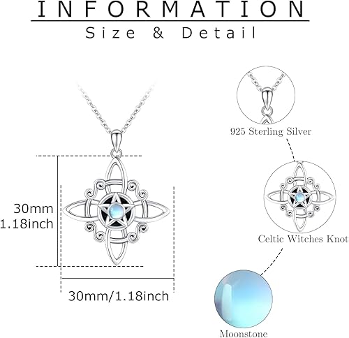 Miniatura 3 de Collar de nudo celta, collar de nudo de brujas, collar de plata de ley 925, collar con dije de bruja celta, joyería celta de buena suerte, joyería