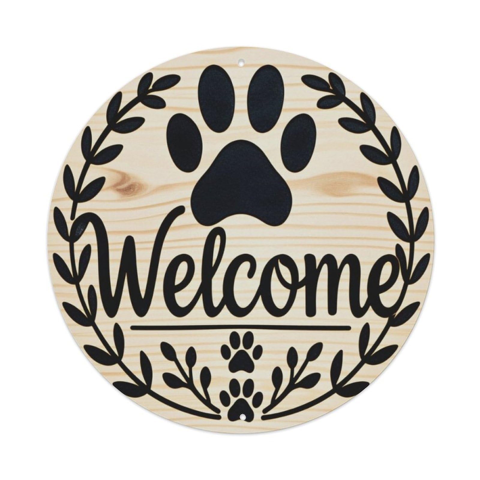 Ldfuieksufg Style Wood Pet Paw Welcome Sign Vintage Aluminium Metal Sign, Retro Wall Decor For Home, Bar, Garage & Farmhouse 20X20cm