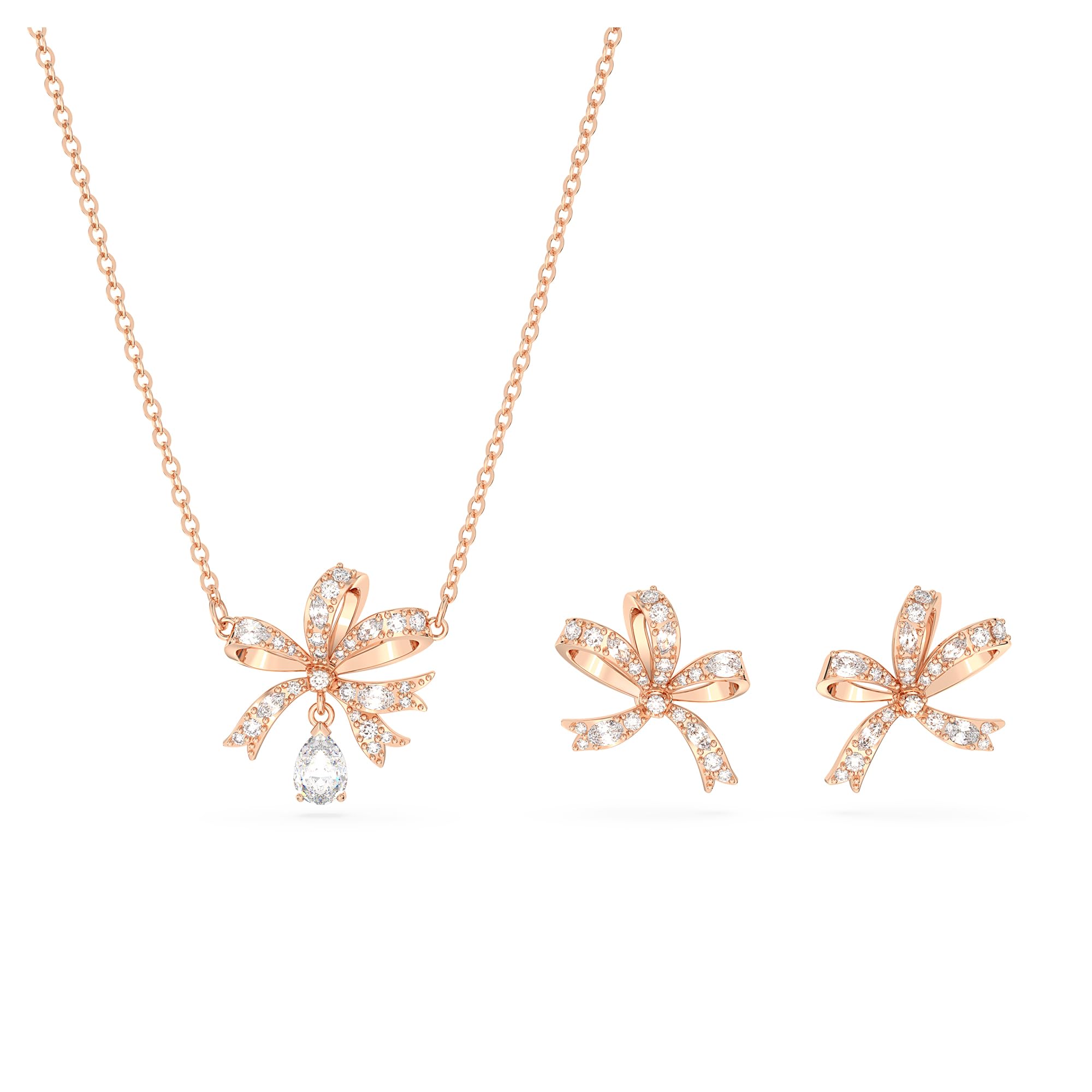 Swarovski Women Volta Necklace And Earrings, Bow Design, Clear Crystal Necklace And Earrings In A Rose-Gold Tone Plated Setting, From The Volta Collection (B0BK4CF6BF) Amazon Price History, Amazon Price Tracker
