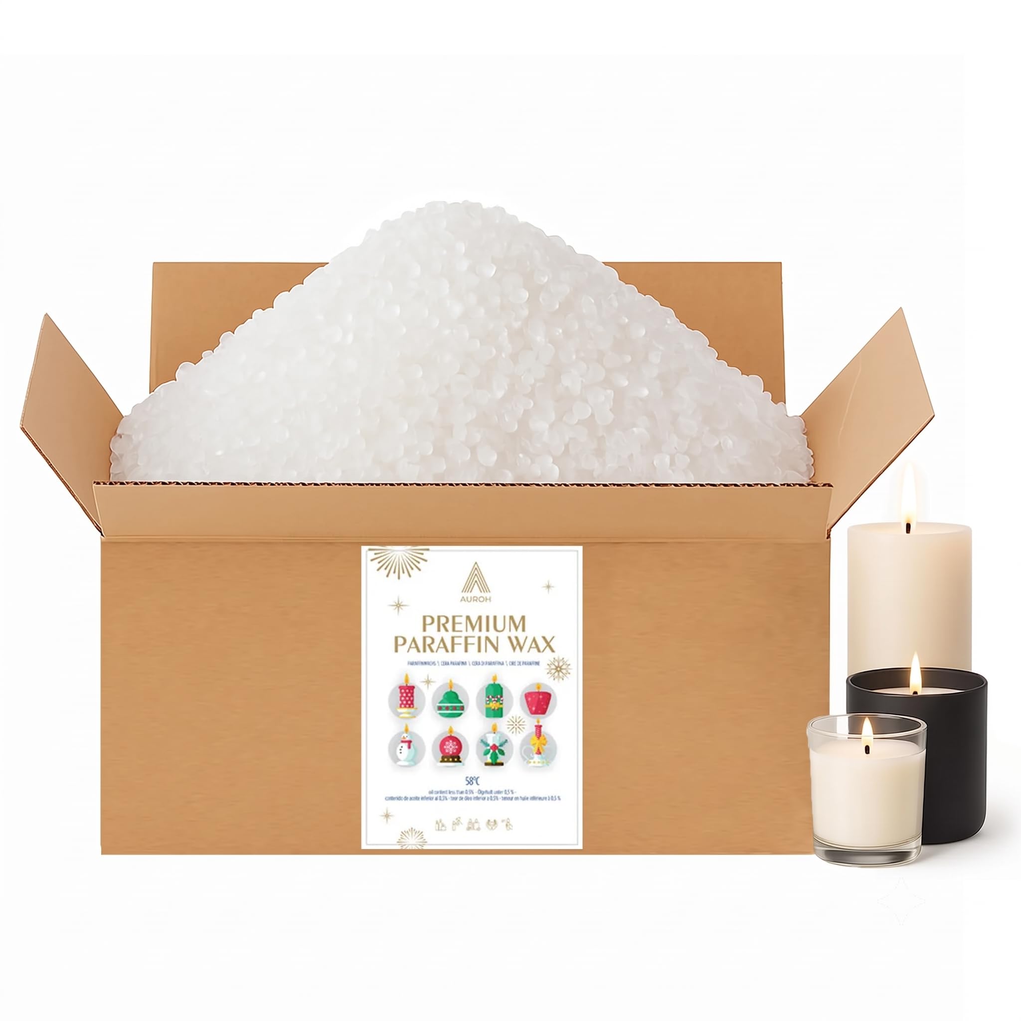 Paraffin Wax 10kg Bulk - Candle Wax Pellets for Candle Making, Auroh