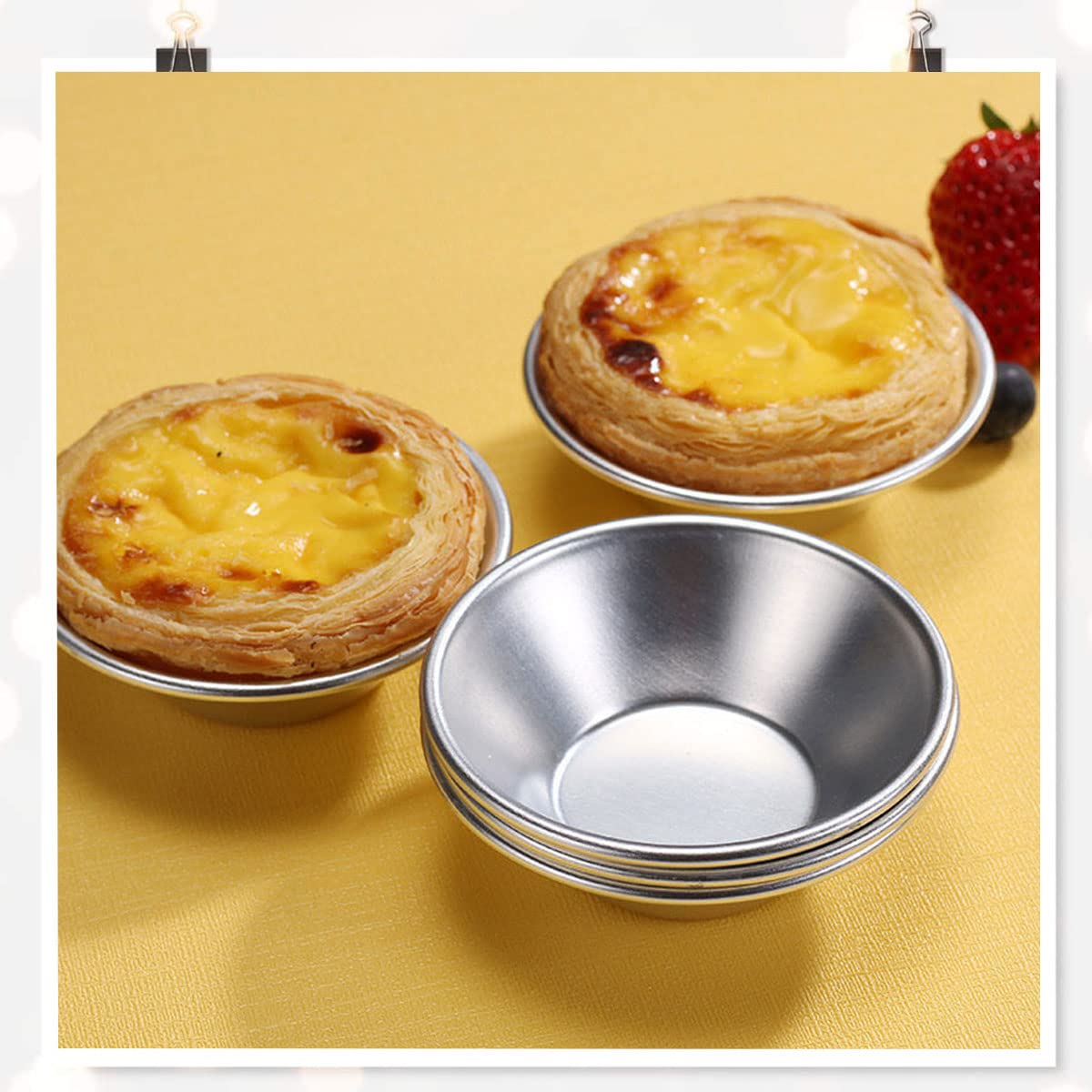 Confezione Da 12 Stampi Per Crostate All'Uovo, Stampi Per Budino E Gelatina In Lega Di Alluminio Tortine Riutilizzabili Pirottini Per Cupcake E~p220954839