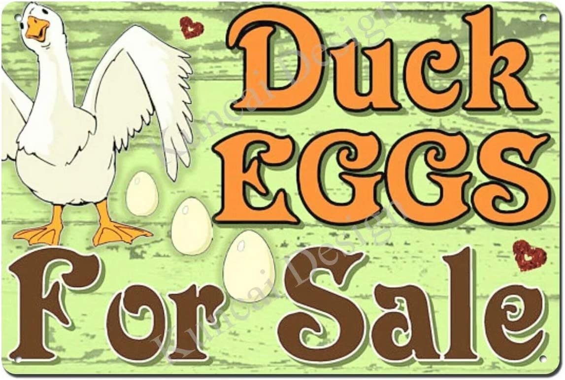 KILSPU Duck Eggs For Sale Here Farm Shop Farmer Poultry Metal Plaque Tin Wall Sign Retro Vintage Tin Sign Chicken Coop Decor Funny Chicken Decor Sign 12x16 Inch
