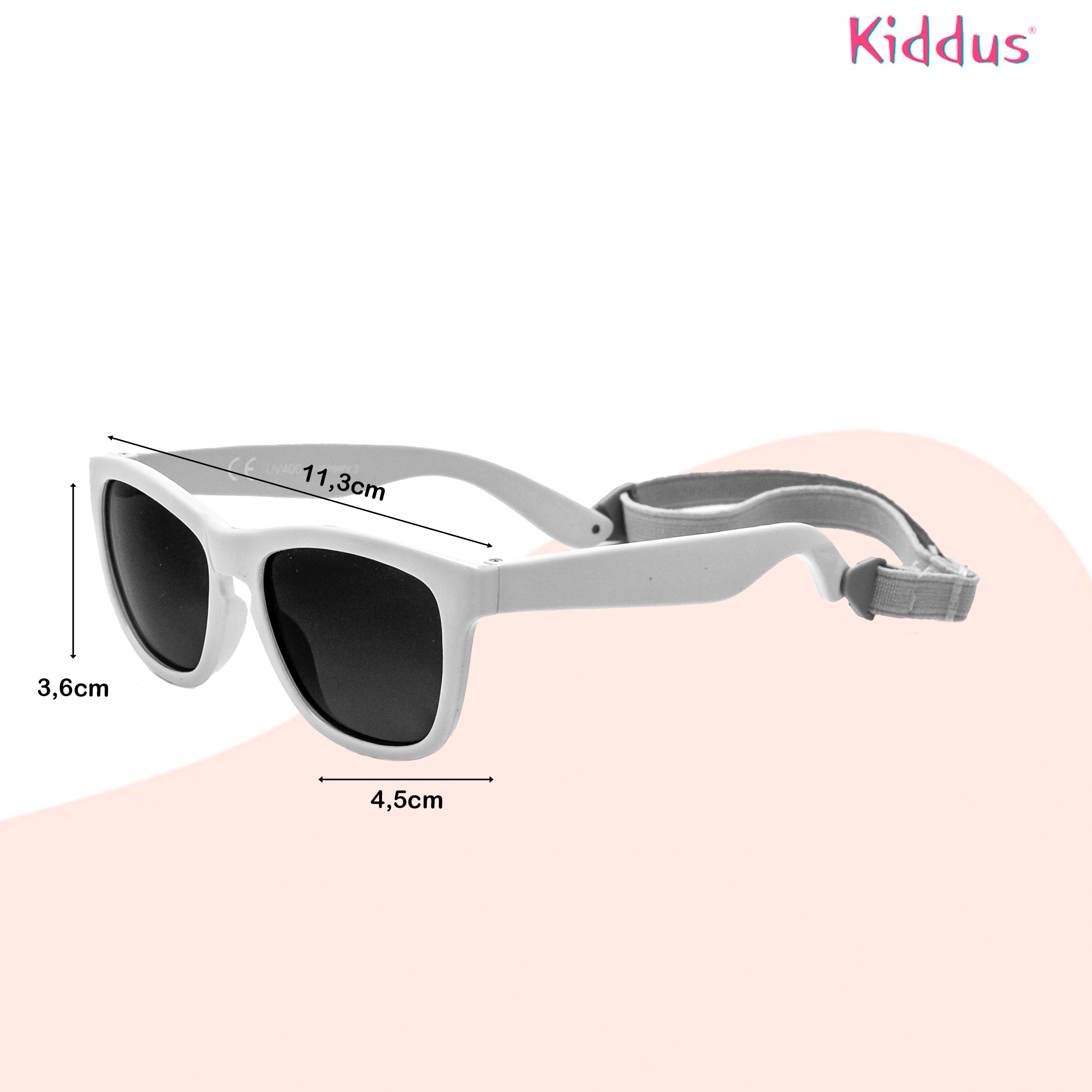 Kiddus Lunettes de Soleil Polarisées bébé, fille, garçon. A partir de 8 mois. UV400 Protection 100% UVA et UVB. CAT4. Branches flexibles, résistantes aux chocs. Sans BPA