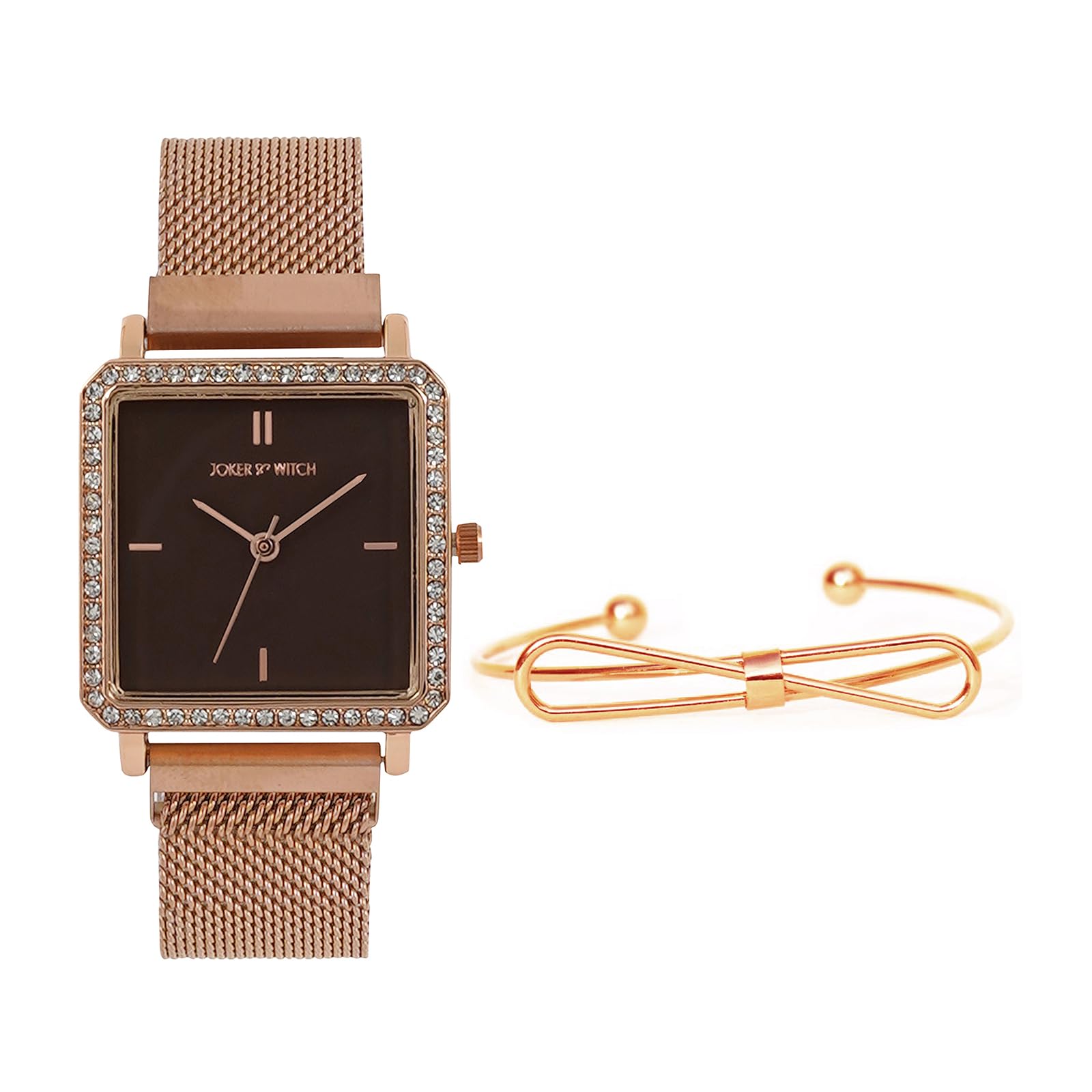 Joker & Witch Stainless Steel Women Angelique Rosegold Analog Watch Bracelet Stack, Brown Dial, Rose Gold Band (B0C7L9CFLX) Amazon Price History, Amazon Price Tracker