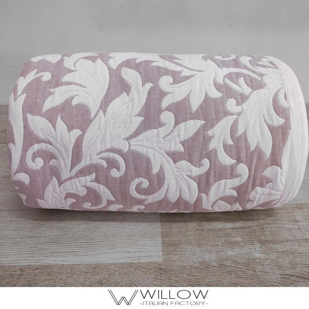 Karma - Colcha jacquard de verano y primavera (rosa antiguo, 1 plaza y 1/2)