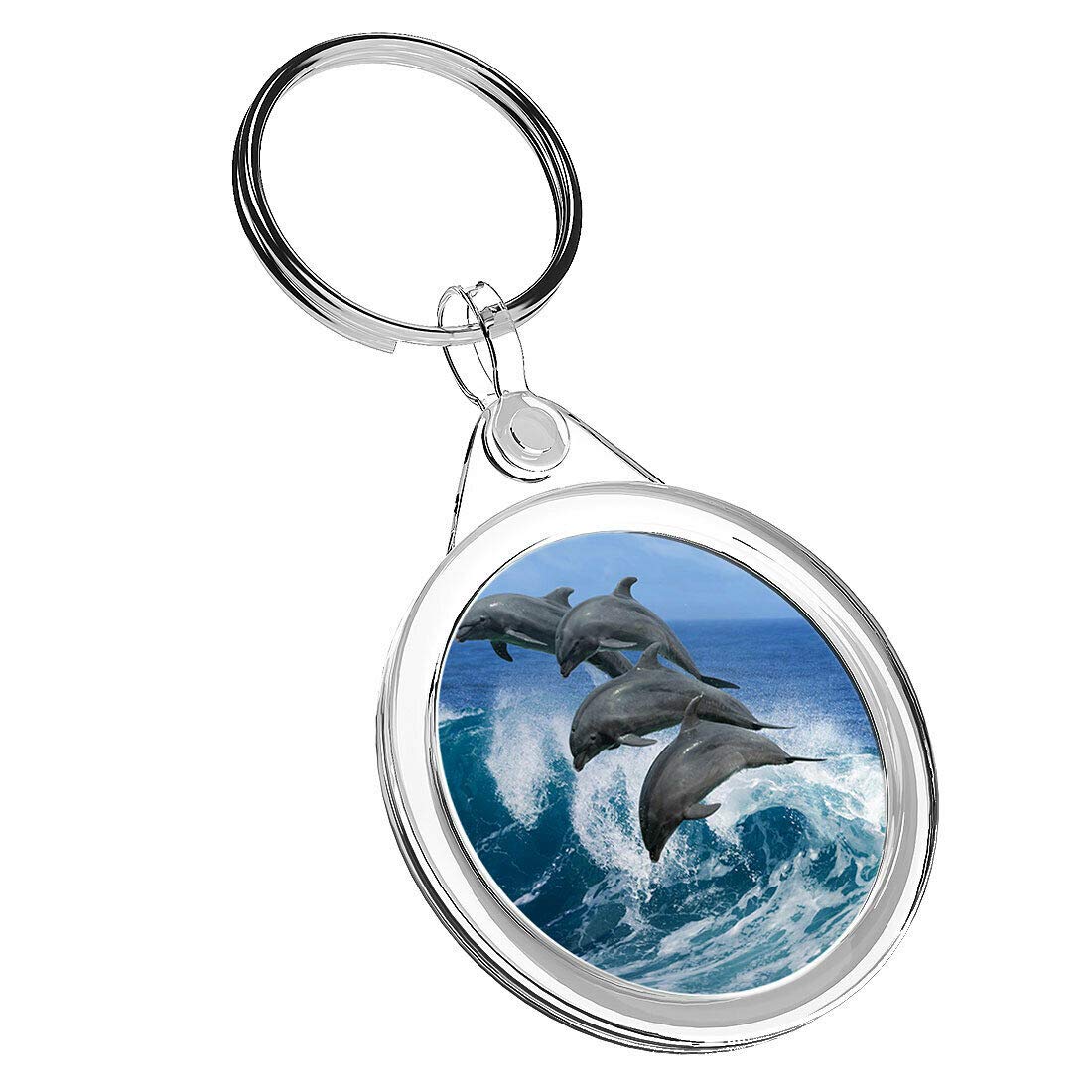 Destination Vinyl Keyrings 1 x Dolphin Pod Whale Ocean Sea - Keyring IR02 Mum Dad Kids Birthday #2333
