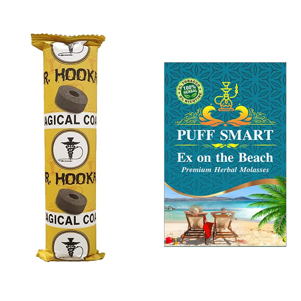 PUFF SMART Premium Herbal Molasses ExontheBeach with 1 Polo Quick Light Bamboo Charcoal Combo (100% Tobacco and Nicotine Free)-image-20