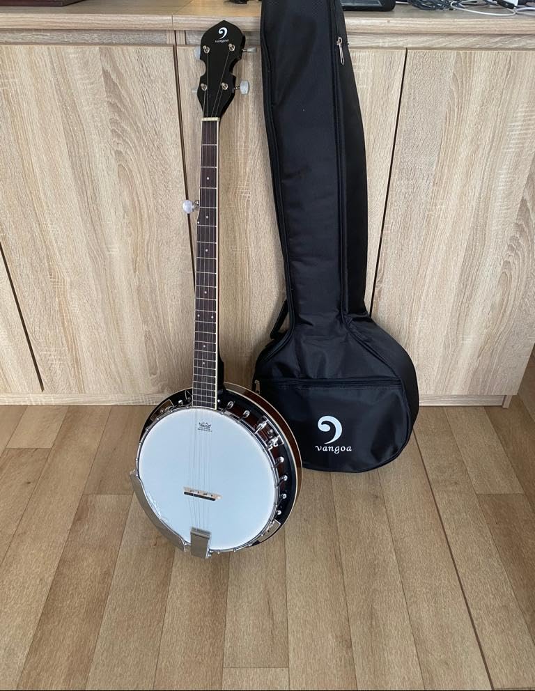 Vangoa Banjo 5 cordes avec peau Remo Dos Solide Fermé avec Kit de Débutant, Accordeur, Sangle
