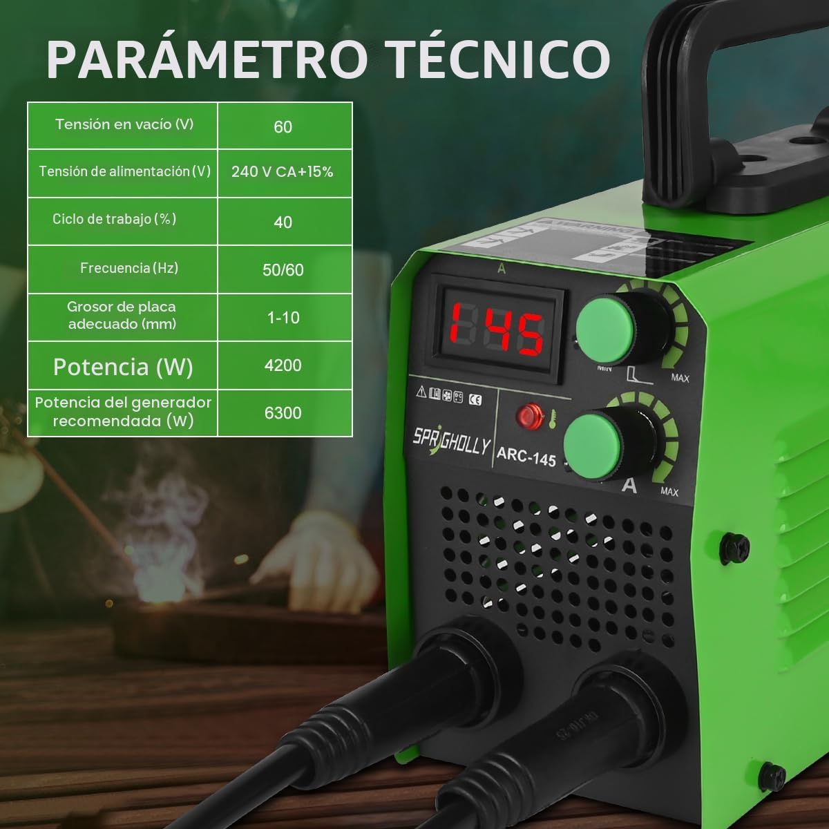 Mini Soldador Inversor 2 en 1, Arc Lift TIG con 145 amperios, tecnología IGBT, pantalla digital LED, arranque caliente antiadherente, maquina de soldar electrodo ARC-145