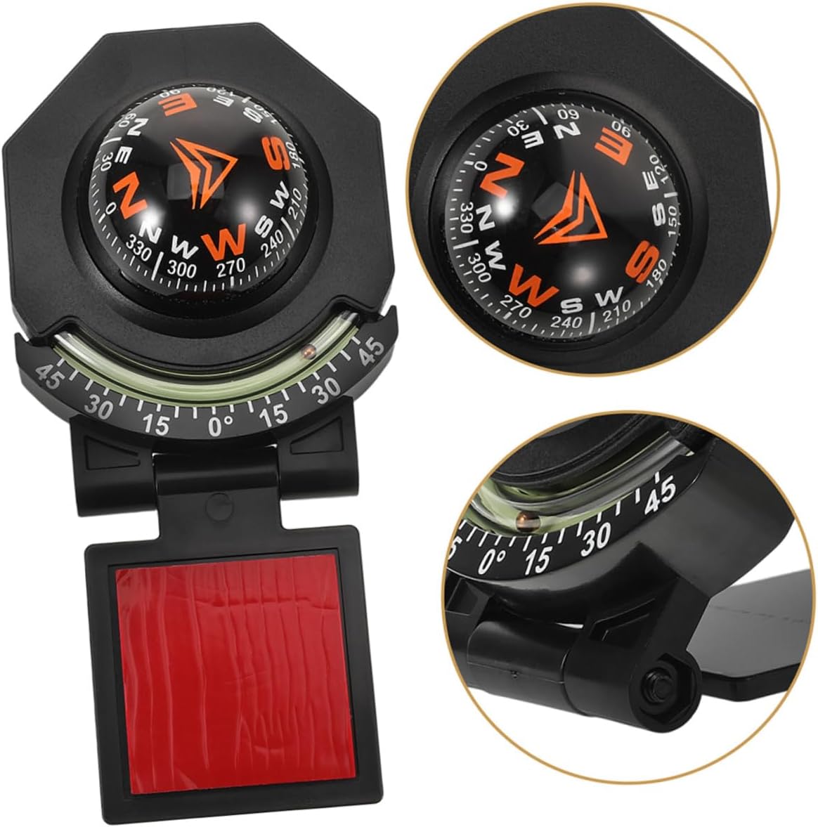 Outanaya 2pcs Auto Compass Dashboard Mount with Inclinometer Car Guide Ball High-Accuracy Navigation for Cars and Boats