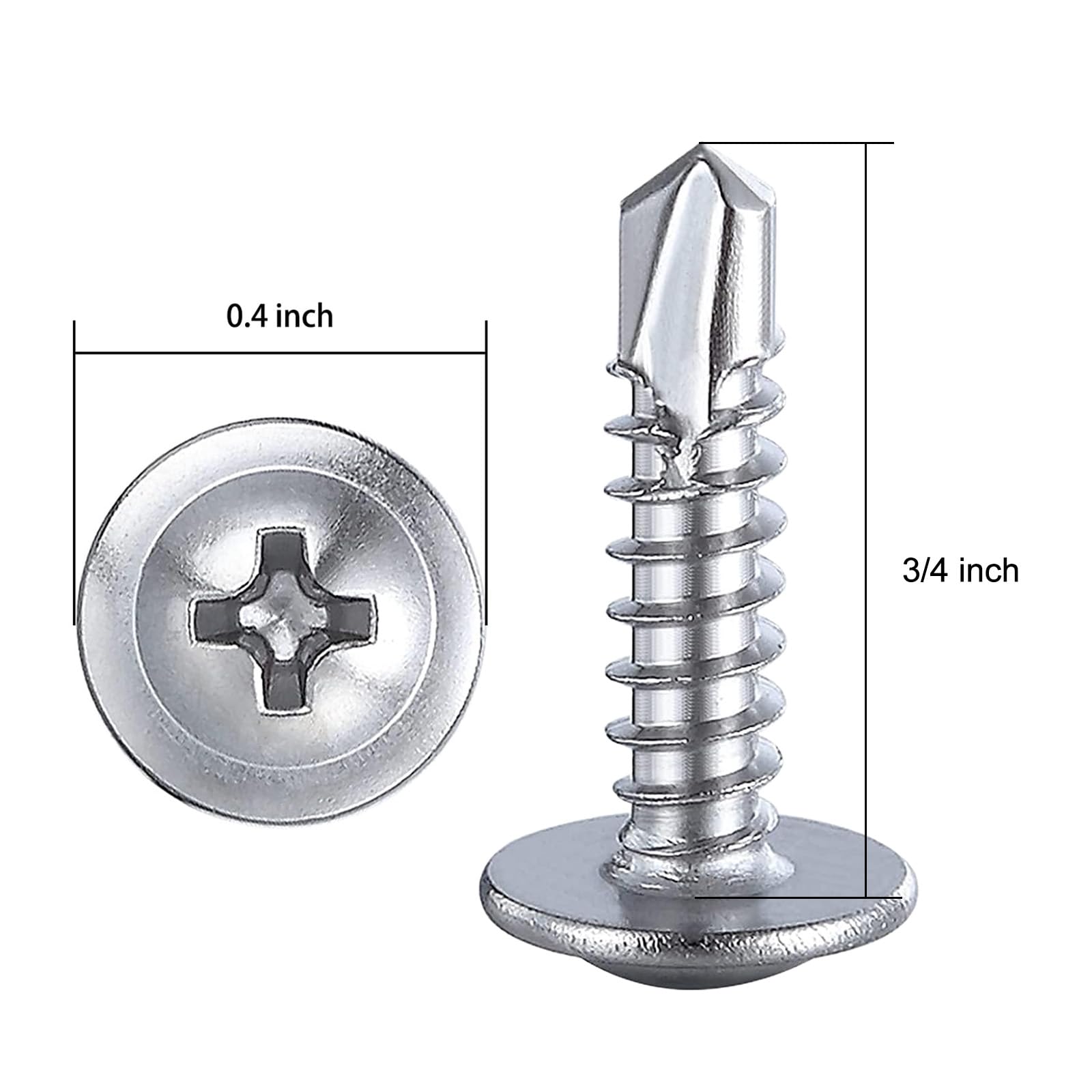 410 Stainless Steel Sheet Metal Screws - 300 Pack -2