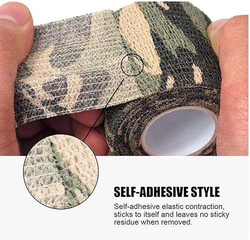 Miniatura 4 de Cinta de camuflaje de 24 rollos, para caza, rifle al aire libre, escopeta deportiva, campamento militar, 2 x 177 pulgadas, vendaje autoadhesivo de