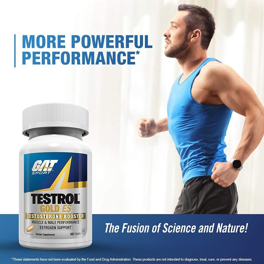 GAT Sport Testrol Gold ES, Testosterone Booster with Estrogen Support, Builds Muscle, Increases Stamina, Enhances Performance (60 Tablets) : Health & Household