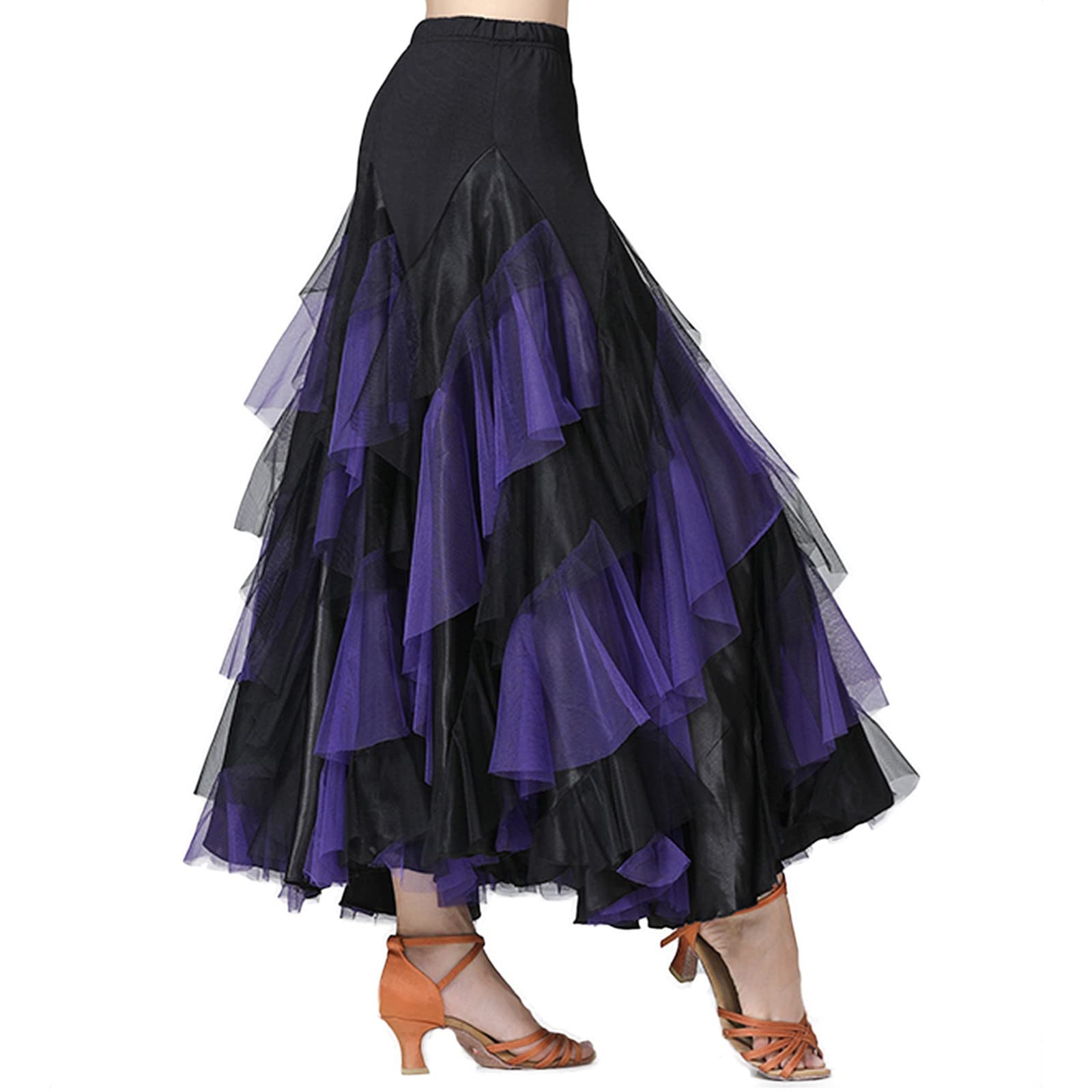 Gonna da ballo da donna, a spina di pesce, per sala da ballo, danza, mezza swing, maxi gonna, abito estivo per danza del ventre, costume per valzer, tango, latino