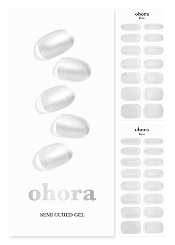 ohora Tiras de uñas de gel semicuradas (N cromo plateado), rango de tamaño extendido, funciona con cualquier lámpara de uñas, calidad de salón,