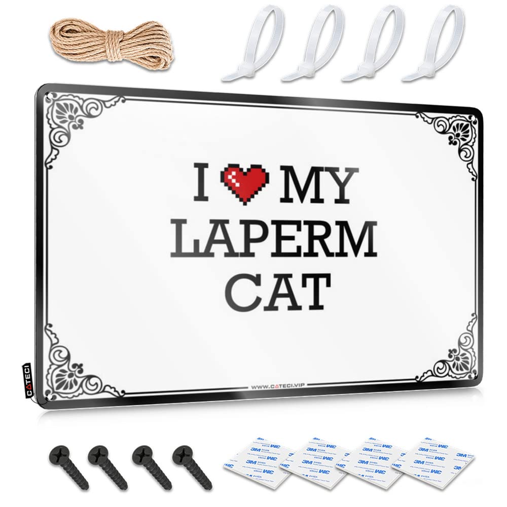 Fzfn Colour Old Funny Sign, Outside Decor Nice I Love My Laperm Cat | Farmhouse Cottage Decor(30X40cm)