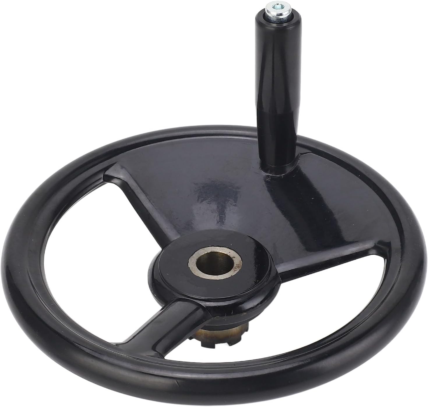 Luocute Hand Wheel 250mm/9.84in Diameter Black Round Wheel Thread Hole 22mm/0.87in Lathe Milling Machine Hand Wheels, Engineering Plastics Multifunctional Round Shape Hand Wheels