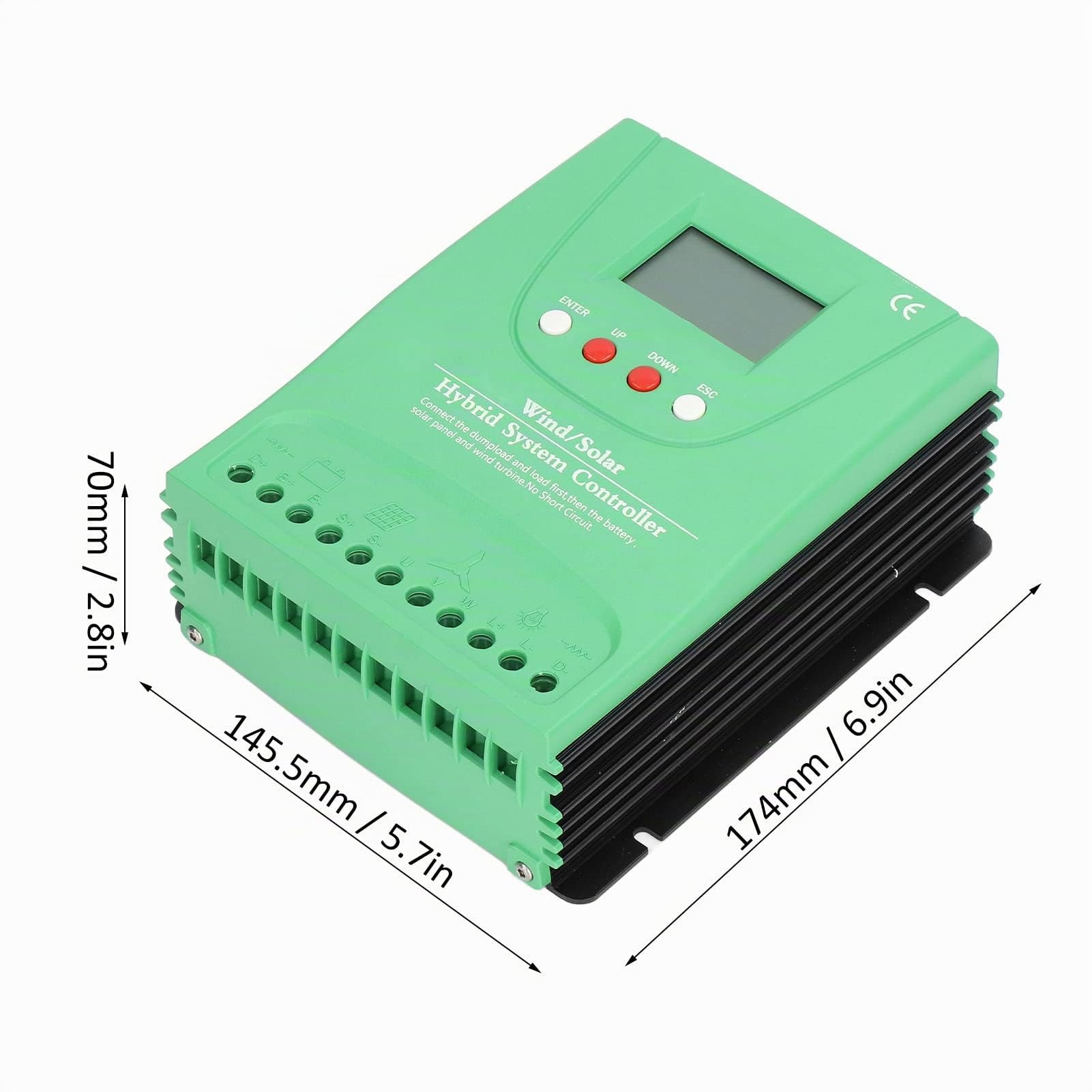 Regolatore di Carica Ibrido Solare Eolico 12V 24V, con Display LCD MPPT Carica Boost Regolatore Solare Eolico Display Digitale LCD a Grande Schermo(GPI1010K)