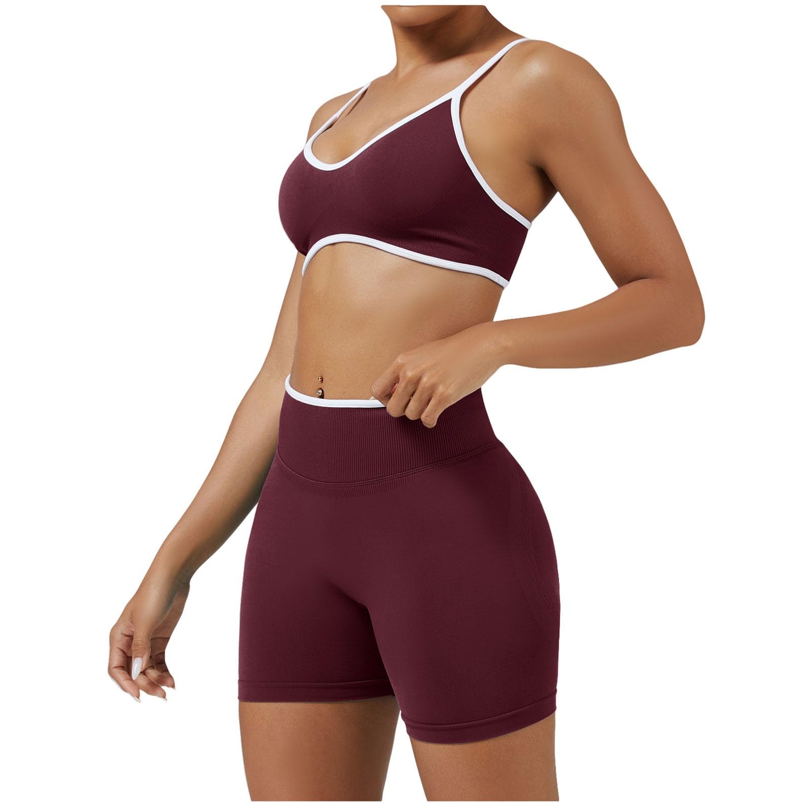 Short de Sport Femme Scrunch Pantalon de Yoga Court Push Up Court Butt Lifting Gym Short sans Couture Workout Leggings de Cyclisme pour Course À Pied, Entraînement, Fitness, Running