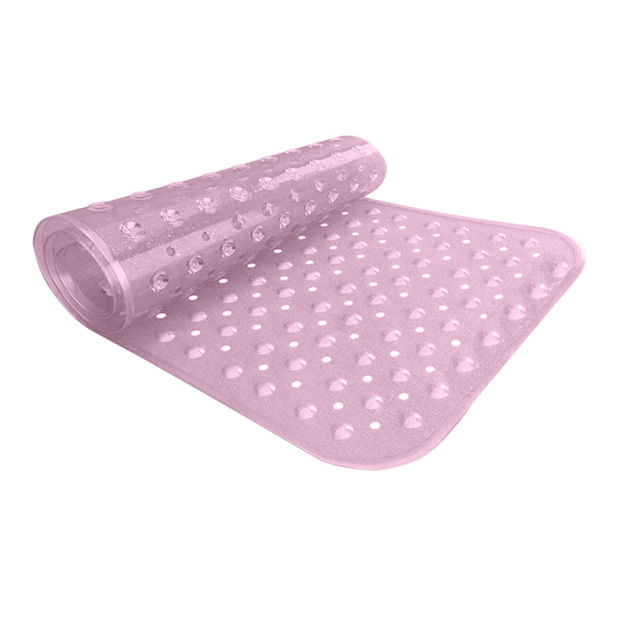 VELVETIO Bathtub Mat Non Slip - 70x38cm Medium Long Shower Mats Non Slip Anti Mould, Anti Slip Bath Mats with Suction Cups and Drain Holes, Machine Washable, Pink