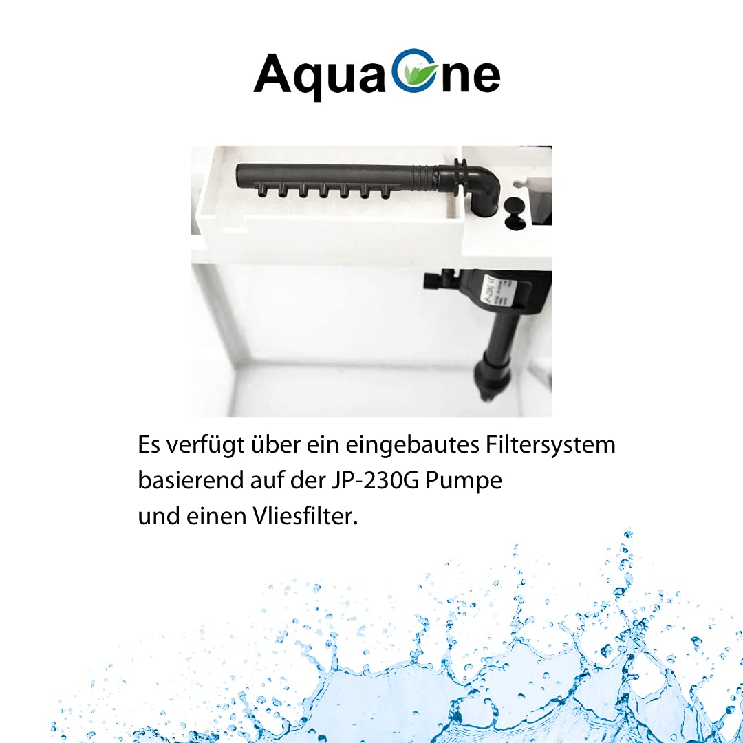 AquaOne Aquarium Komplettset LED mit Pumpe HR-300 schwarz I Kleines Nanoaquarium 14 Liter I Mini Nano Becken Set für Fische und Garnelen