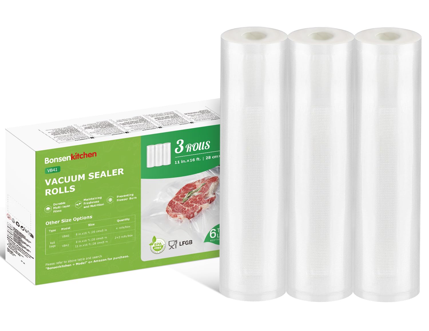 Jutyum Vakuumierfolien Rollen 28x600cm - 3 Rollen Für Alle Vakuumiergeräte