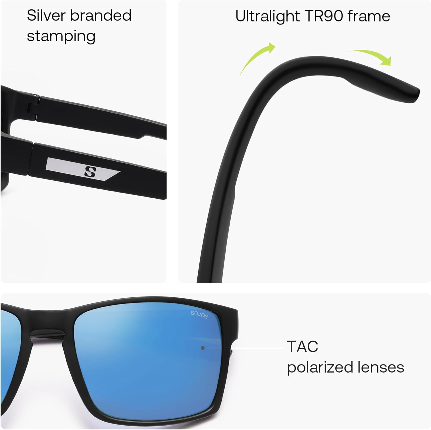 SOJOS Polarized Sunglasses for Driving, Outdoor Sports - Square UV Protection Shades Men Women - Image 5