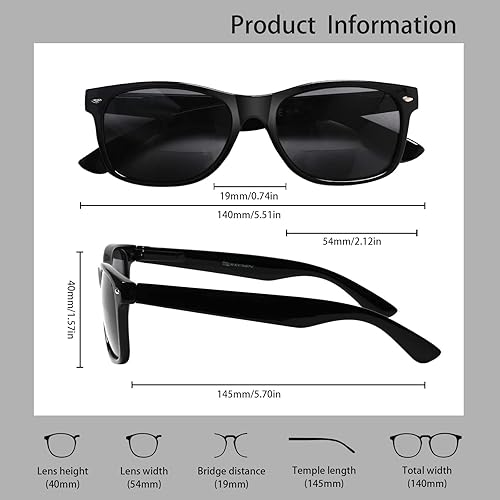 Miniatura 2 de Paquete de 4 lentes de lectura bifocales, lentes grises, bisagra de resorte, lentes de sol para exteriores, lentes de sol bifocales de moda para